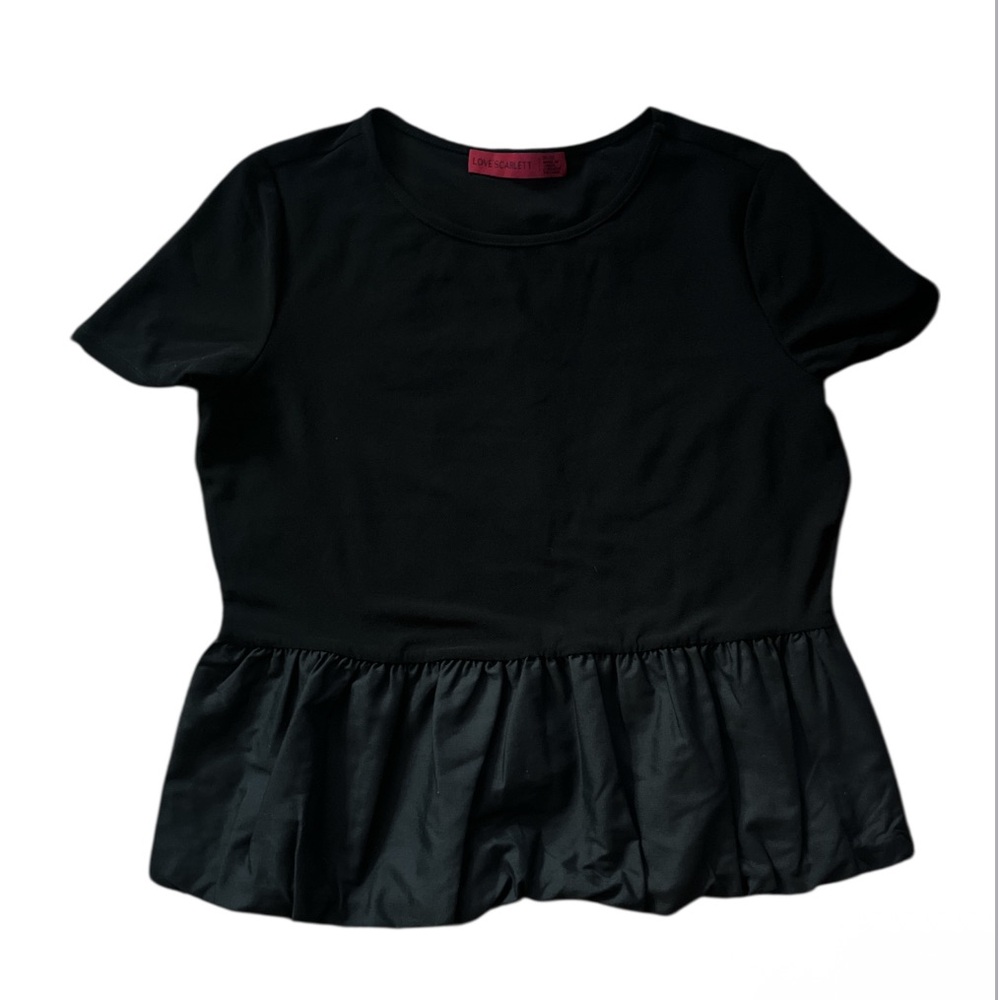 Love Scarlett Chic Black Bubble Hem Blouse